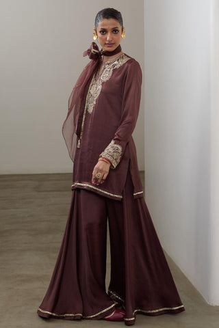 Sharara Set for Indian Wedding – Brown Pashmina by Sheela Suthar