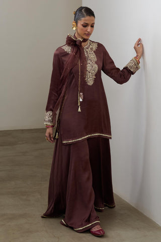 Sharara Set for Indian Wedding – Brown Pashmina by Sheela Suthar