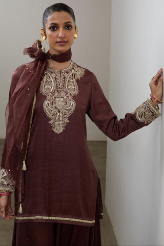 Sharara Set for Indian Wedding – Brown Pashmina by Sheela Suthar