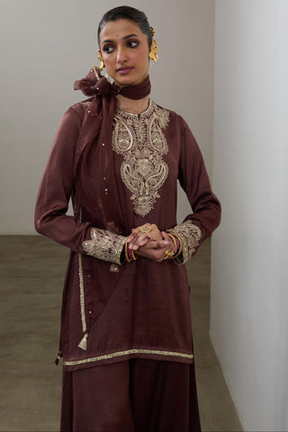 Sharara Set for Indian Wedding – Brown Pashmina by Sheela Suthar