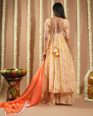 Off white multicolor printed avyanna anarkali set