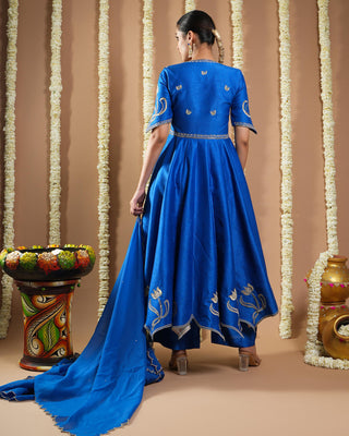 Royal blue avyanna cutwork anarkali set
