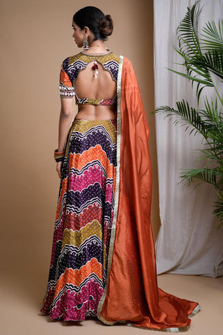 Multicolor sitara digital print heavy lehenga set