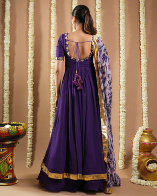 Dark purple avyanna anarkali set