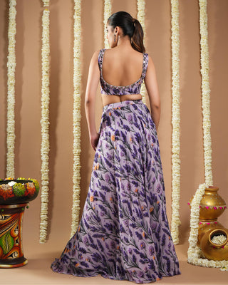 Violet lilac printed avyanna indo lehenga set
