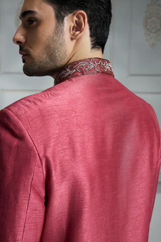 Maroon solid sherwani set