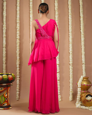 Hot pink avyanna short a-line kurti with belt