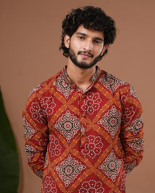 Kurta salwar set for Indian Wedding – Red Maroon Bandhani by AHI Clothing