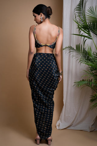 Green sitara digital print indo drape set