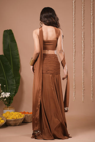 Indo skirt dress for Contemporary Wear – Brown Corset by AHI Clothing