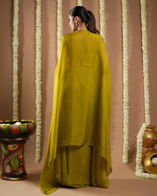 Mehendi green shrug avyanna drape set