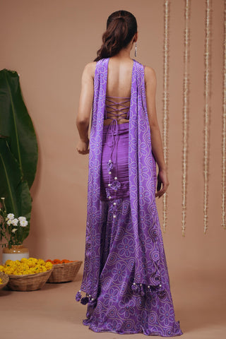 Skirt set for Indian Wedding – Purple Bandhani Corset by AHI Clothing