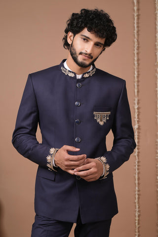 Jodhpuri set for Indian Wedding – Navy Blue by AHI Clothing