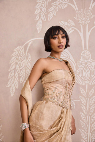 Gold ever after saree gown with belt