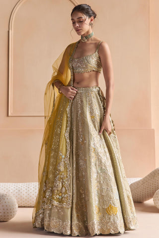 Lehenga Set for Indian Wedding - Green Off The Record Embroidered Lehenga Set by Osaa by Adarsh at Mrs. G

