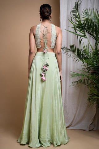 Green sitara indo skirt set