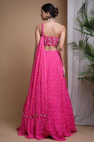 Pink sitara digital print indo lehenga set
