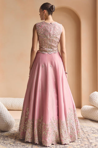 Lehenga Set for Indian Wedding - Pink Off The Record Embroidered Tissue Lehenga Set by Osaa by Adarsh at Mrs. G


