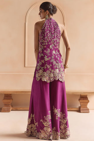 Sharara Set for Indian Wedding - Maroon Off The Record Embroidered Sharara Set by Osaa by Adarsh at Mrs. G

