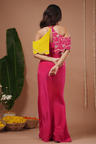 Skirt set for Indian Wedding – Rani Yellow Halter Neck by AHI Clothing