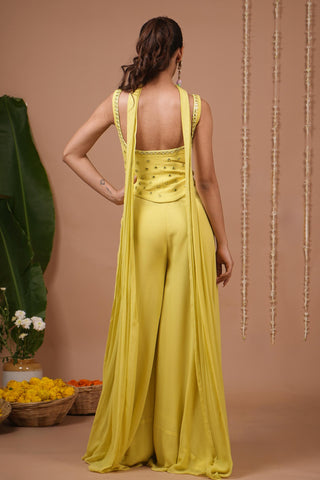 Indo set for Indian Wedding – Lime Georgette by AHI Clothing