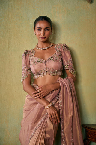 Saree Set for Indian Wedding - Rose Gold Drop Dead Gorgeous Eve Saree Set by Seema Thukral at Mrs. G