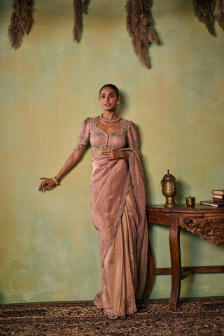 Saree Set for Indian Wedding - Rose Gold Drop Dead Gorgeous Eve Saree Set by Seema Thukral at Mrs. G