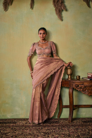 Saree Set for Indian Wedding - Rose Gold Drop Dead Gorgeous Eve Saree Set by Seema Thukral at Mrs. G