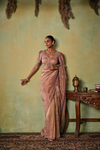 Saree Set for Indian Wedding - Rose Gold Drop Dead Gorgeous Eve Saree Set by Seema Thukral at Mrs. G
