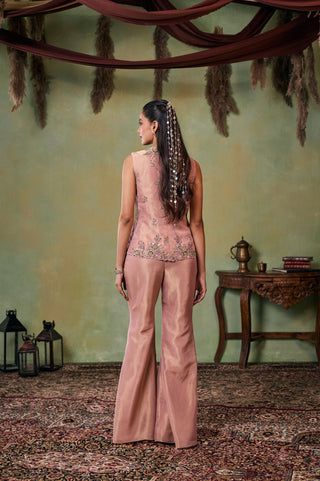 Jacket Set for Indian Wedding - Rose Gold Drop Dead Gorgeous Carolina Jacket With Flared Pant by Seema Thukral at Mrs. G