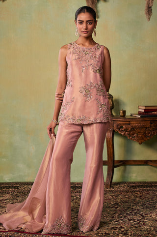 Kurta Set for Indian Wedding - Rose Gold Drop Dead Gorgeous Aria Kurta Set by Seema Thukral at Mrs. G