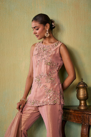 Kurta Set for Indian Wedding - Rose Gold Drop Dead Gorgeous Aria Kurta Set by Seema Thukral at Mrs. G