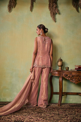 Kurta Set for Indian Wedding - Rose Gold Drop Dead Gorgeous Aria Kurta Set by Seema Thukral at Mrs. G