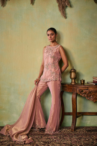 Kurta Set for Indian Wedding - Rose Gold Drop Dead Gorgeous Aria Kurta Set by Seema Thukral at Mrs. G
