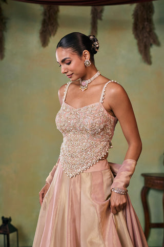 Two-Tone Lehenga Set for Indian Wedding - Rose Gold Drop Dead Gorgeous Morgan Lehenga Set by Seema Thukral at Mrs. G