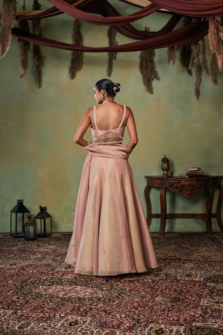 Two-Tone Lehenga Set for Indian Wedding - Rose Gold Drop Dead Gorgeous Morgan Lehenga Set by Seema Thukral at Mrs. G