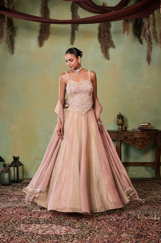 Two-Tone Lehenga Set for Indian Wedding - Rose Gold Drop Dead Gorgeous Morgan Lehenga Set by Seema Thukral at Mrs. G