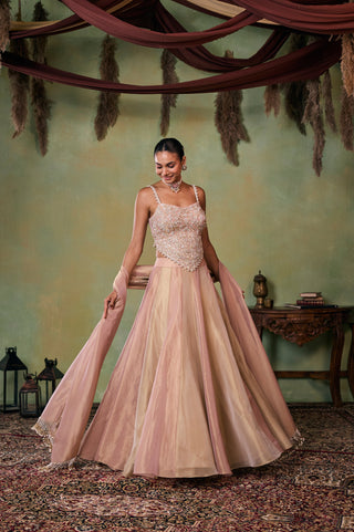 Two-Tone Lehenga Set for Indian Wedding - Rose Gold Drop Dead Gorgeous Morgan Lehenga Set by Seema Thukral at Mrs. G