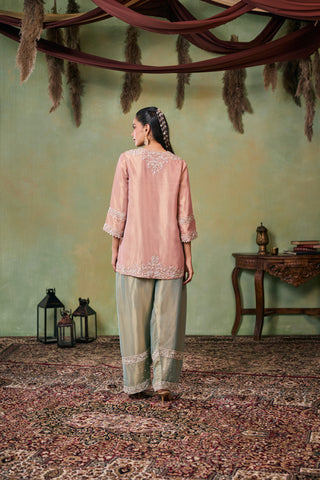 Farshi Salwar Set for Indian Wedding - Rose Gold Drop Dead Gorgeous Gemma Kurta Set by Seema Thukral at Mrs. G