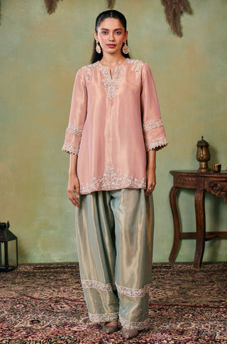 Farshi Salwar Set for Indian Wedding - Rose Gold Drop Dead Gorgeous Gemma Kurta Set by Seema Thukral at Mrs. G