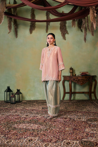 Farshi Salwar Set for Indian Wedding - Rose Gold Drop Dead Gorgeous Gemma Kurta Set by Seema Thukral at Mrs. G