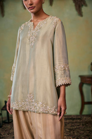 Kurta Set for Indian Wedding - Gold and Green Quinn Kurta Set by Seema Thukral at Mrs. G