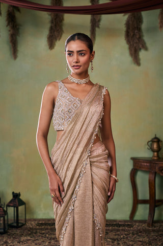 Saree Set for Indian Wedding - Gold Aurelia Saree Set by Seema Thukral at Mrs. G