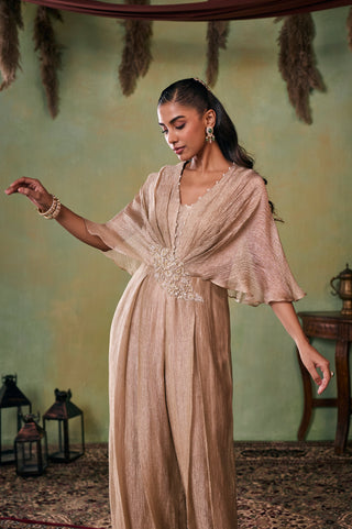 Jumpsuit for Indian Wedding - Gold Charlette Jumpsuit by Seema Thukral at Mrs. G