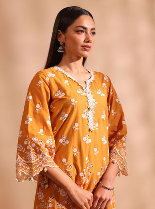 Orange suma malgudi day kurta set
