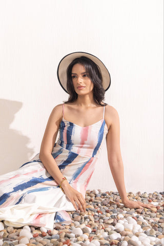 Printed Maxi Dress Contemporary Wear – Brushstroke Ivory by Zazu