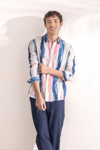 Shirt Contemporary Wear Blue Brushstroke by Zazu