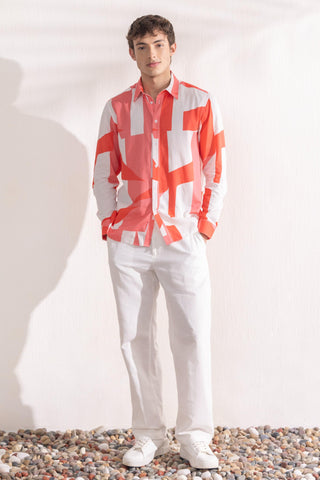 Shirt Contemporary Wear Orange Coral Geo by Zazu