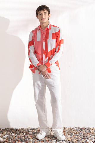 Shirt Contemporary Wear Orange Coral Geo by Zazu