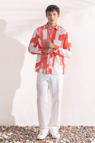 Shirt Contemporary Wear Orange Coral Geo by Zazu
